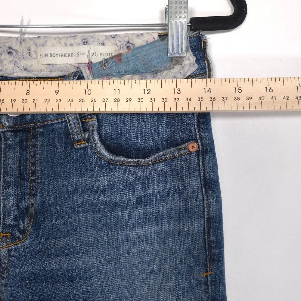ANTHROPOLOGIE‎ PILCRO Jeans 26 Petite Patchwork Distressed Slim Boyfriend Floral